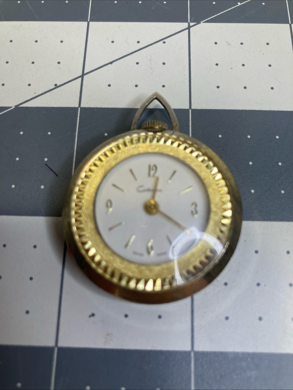 Vintage Windup Criterion Pendant Pocket Watch Necklace Gold Color Swiss Untested